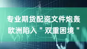 专业期货配资文件炮轰欧洲陷入"双重困境"