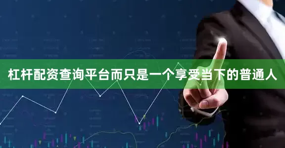 杠杆配资查询平台而只是一个享受当下的普通人